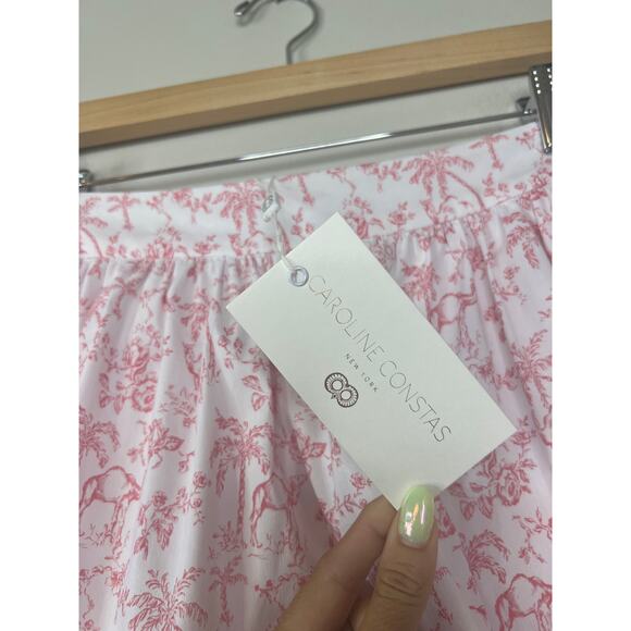 NWT Caroline Constas Teagan Shorts Women's White Pink Camel Toile Size: Small - Picture 5 of 10